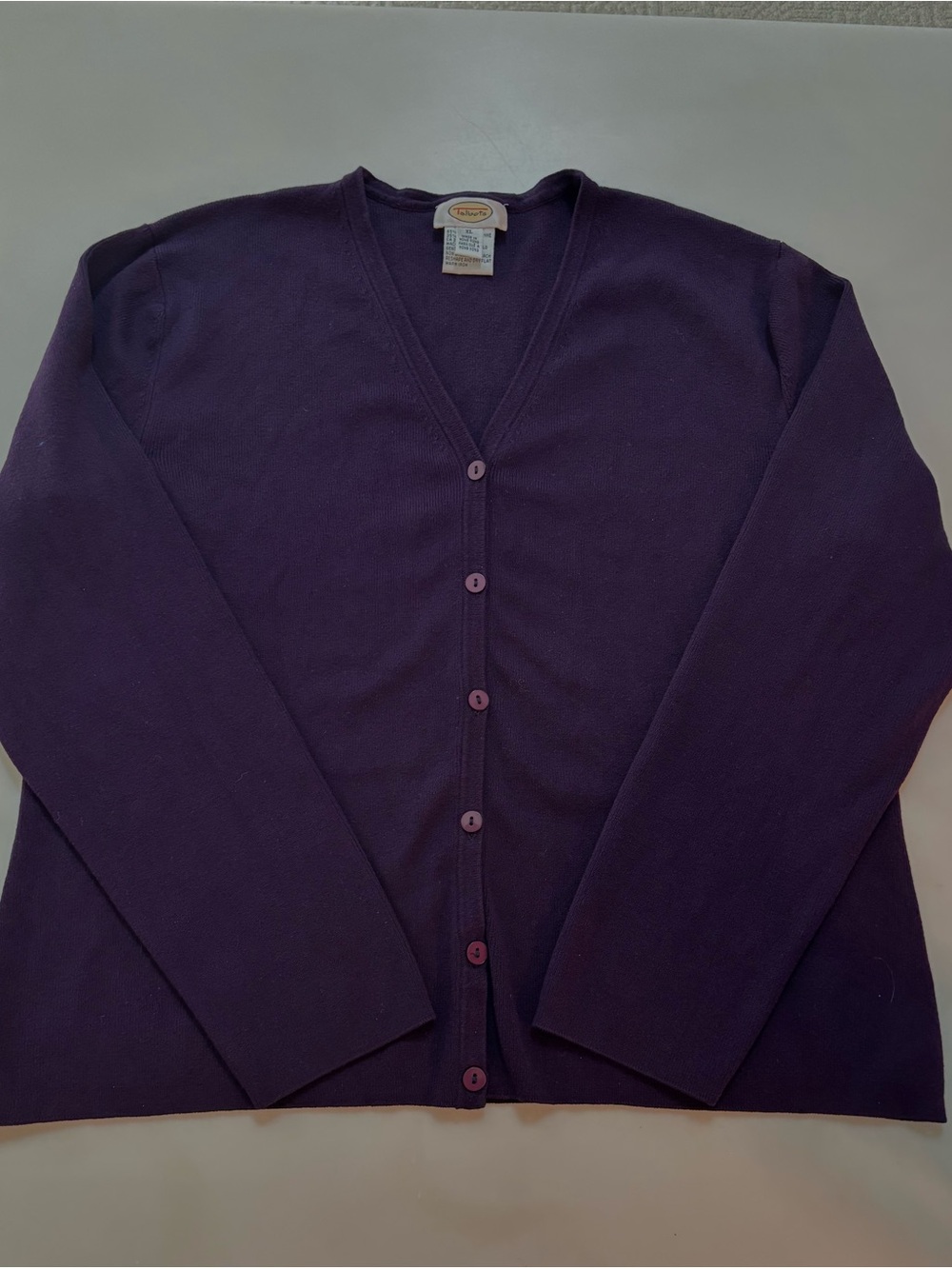 Talbot’s Deep Purple button-down v-neck cardigan